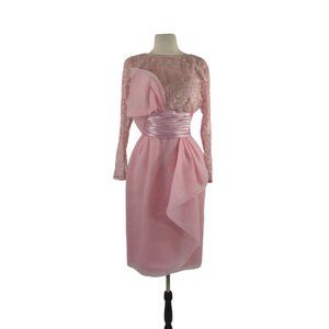 1980s Lace and Shimmery Sheer Pink Dress by Lilli Diamond